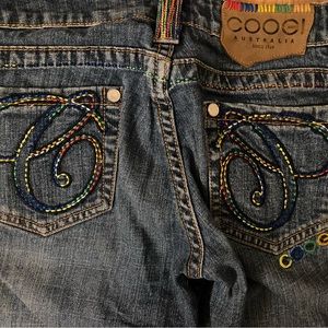 COOGI Australia Y2K Rainbow Embroidered Low-Rise Jeans 5/6